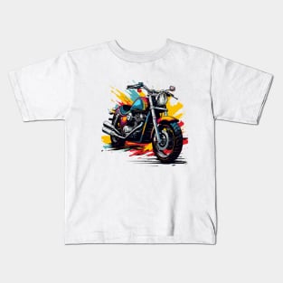 motorcycle with pop art style Kids T-Shirt